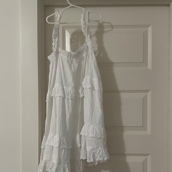 Chic White Ruffle Mini Dress - Picture 1 of 4